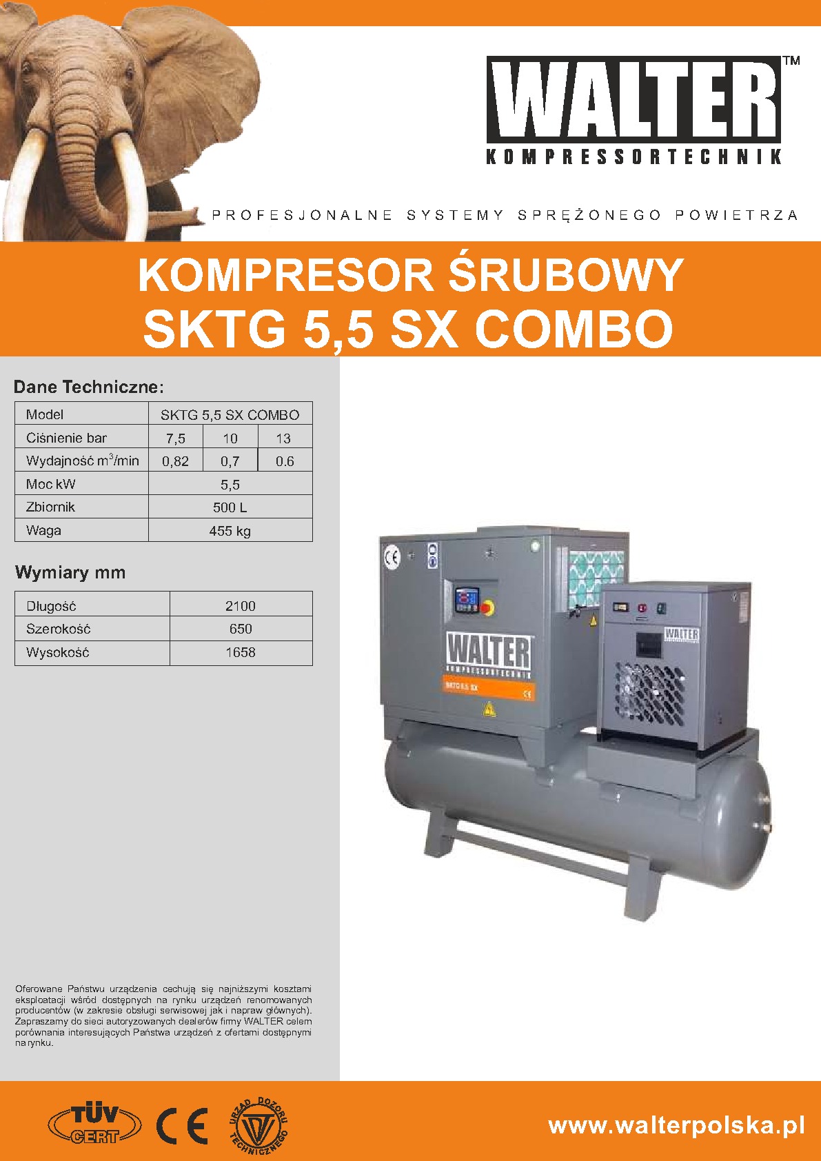 Kompresor śrubowy SKTG 5,5 SX COMBO
