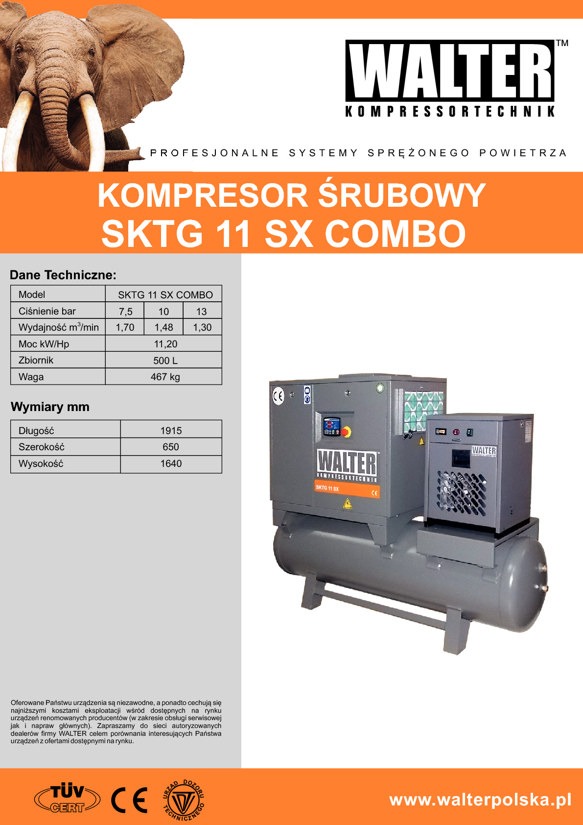 Kompresor śrubowy SKTG 11 SX COMBO